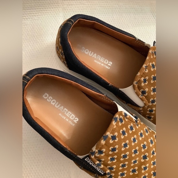 DSQUARED2 Canvas / Denim Brown & Navy Slip On Sneaker Mens 41 EU-8 US RARE H2F‍‍ - Picture 6 of 11